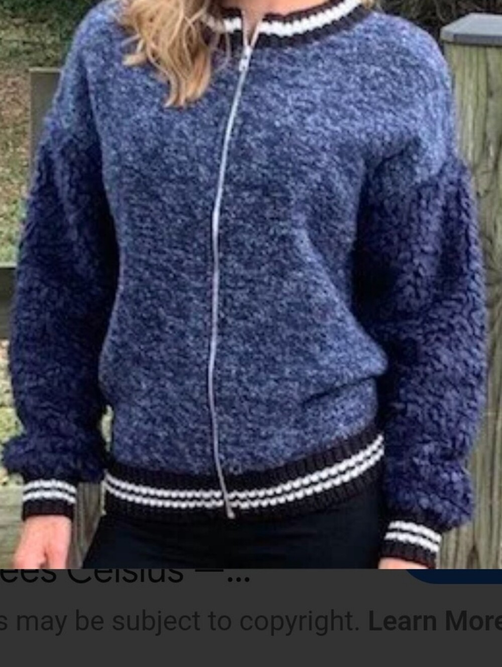 Zero Degrees Celsius Wool Blend Bomber Jacket. Size Medium.